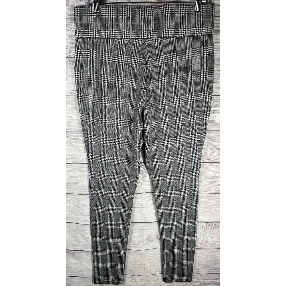 Tahari Houndstooth Plaid Pants Womens Medium Black White High Rise Slim‎